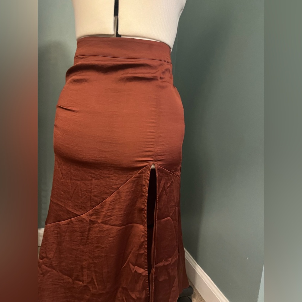 FP Silk Slit Midi Skirt